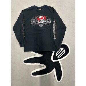 Harley Davidson Calgary Canada Long Sleeve T Shirt Mens Size Large Graphic Tee